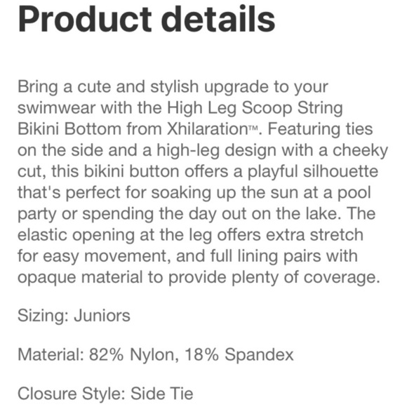 Xhilaration Juniors Orange High Leg Scoop String Bikini Bottom Junior Size 8-10 - Picture 10 of 10